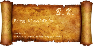 Birg Kleofás névjegykártya